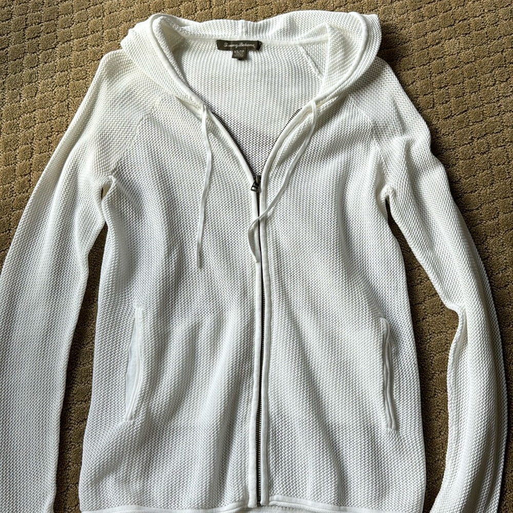 women’s Tommy Bahama Fish Net Zip up cardigan